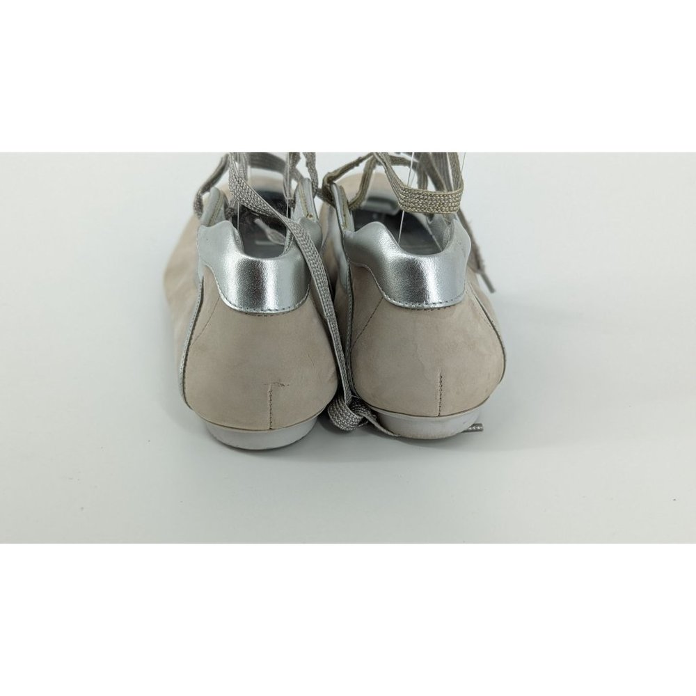HOGAN SUEDE LACE UP BALLERINA FLAT Grey Silver sz 8.5 Italian - Picture 10 of 16
